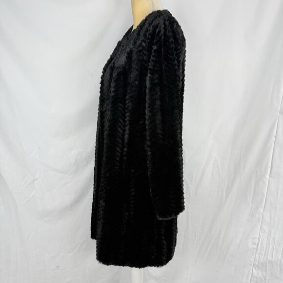 Women’s Fever Faux Fur Collared Black Lined Side Pockets Small Jacket - Picture 4 of 16